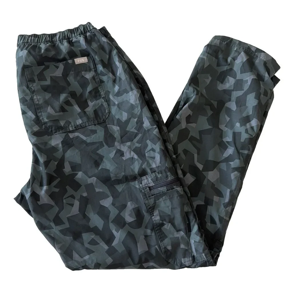 FIGS Mens L Technical Collection Cairo Camo Scrub Pants Cargo Freex Lined Zip Ex